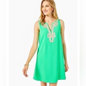 Lilly Pulitzer Cheryl Shift Green/Gold sz 4 Kentucky Derby, Bridal, Tea, Wedding